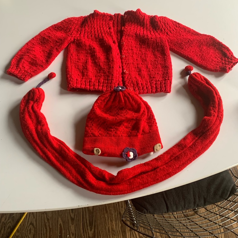 Toddler Size Wool/Acrylics? Sweater, Hat and Scarf